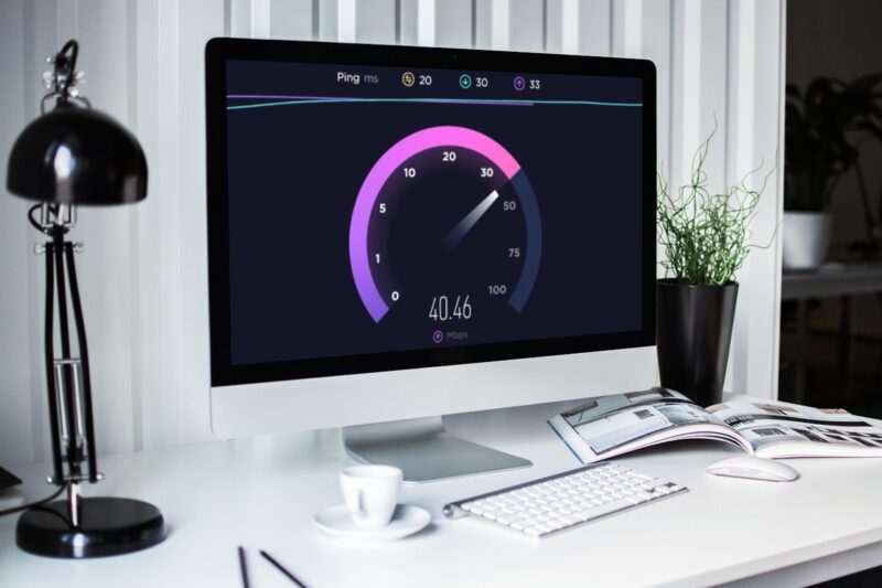 Internet speed test running on a pc